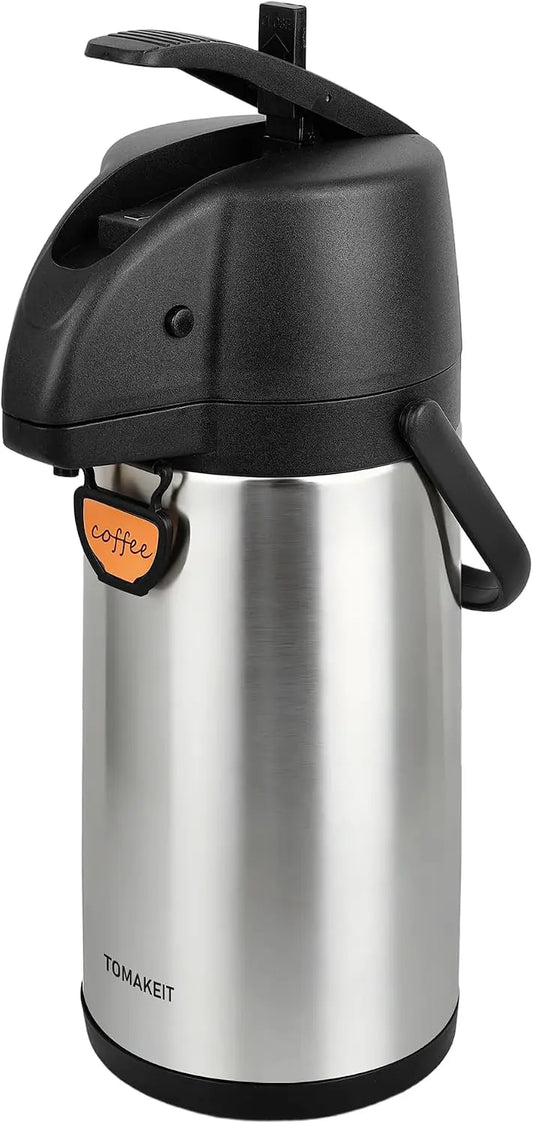 Airpot Coffee Dispenser Thermal with Pump - 2.2L/74Oz Insulated Stainless Steel Large Airpot Coffee Carafe Lever Action for Hot/Cold Water