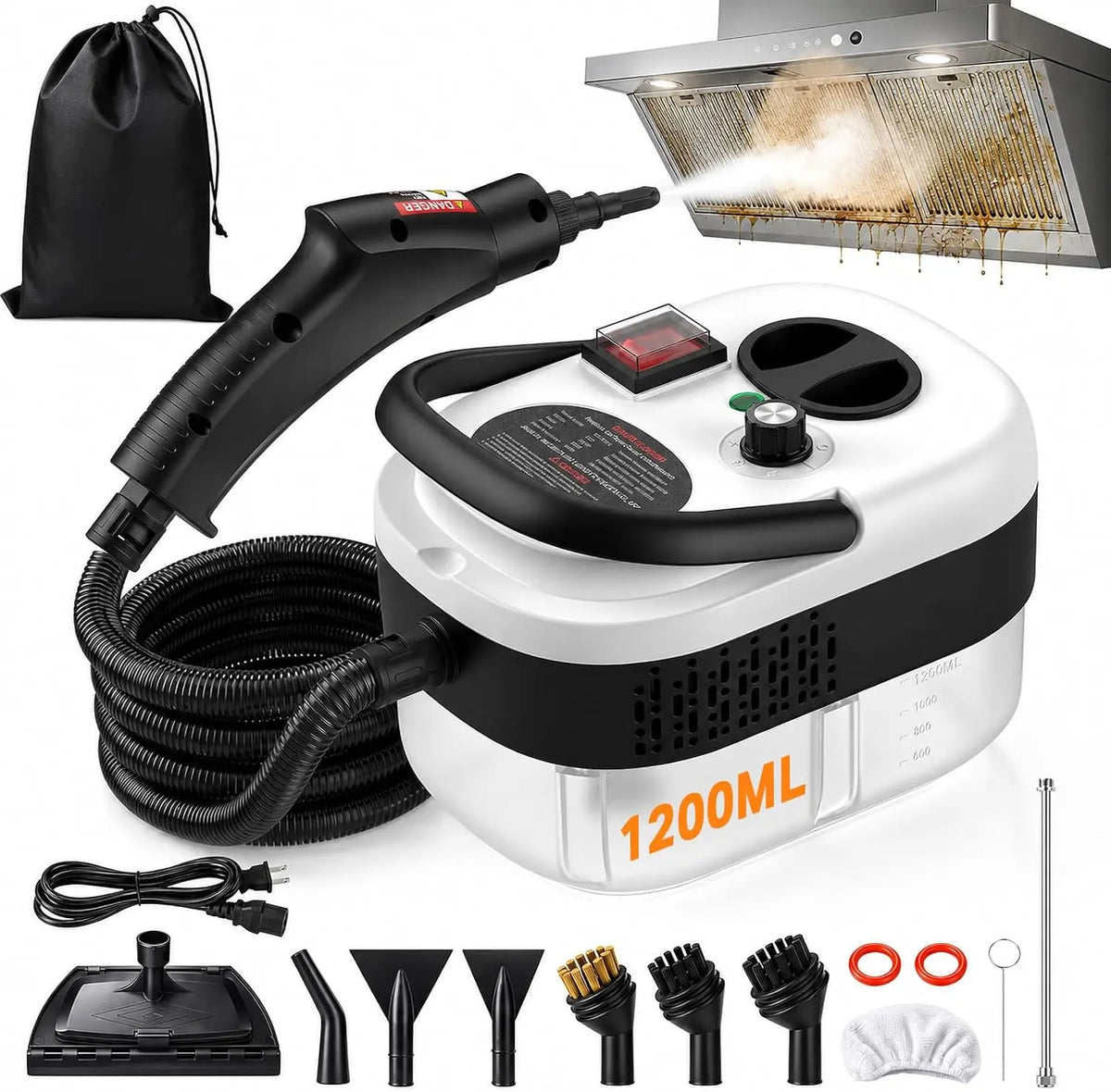 2500W Handheld Steam Cleaner for Home w/12pcs Accessories - 6-Level Pressure