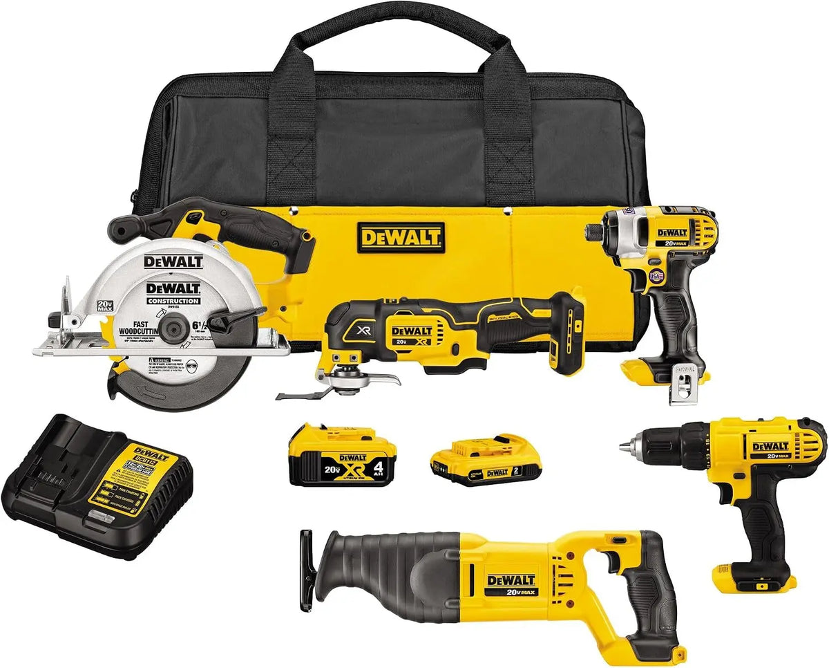 DEWALT Tools 5 Tool Power Tool Combo Kit - Cordless Drill Impact Driver Saw Oscillating Multi-tool Set with 20V Max Battery and Charger, DCK551D1M1