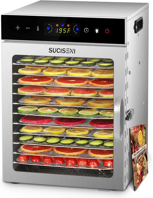 SUCISENI 12 Trays Food Dehydrator for Home Use - 1000W Dual Fans, 7.36 ft²