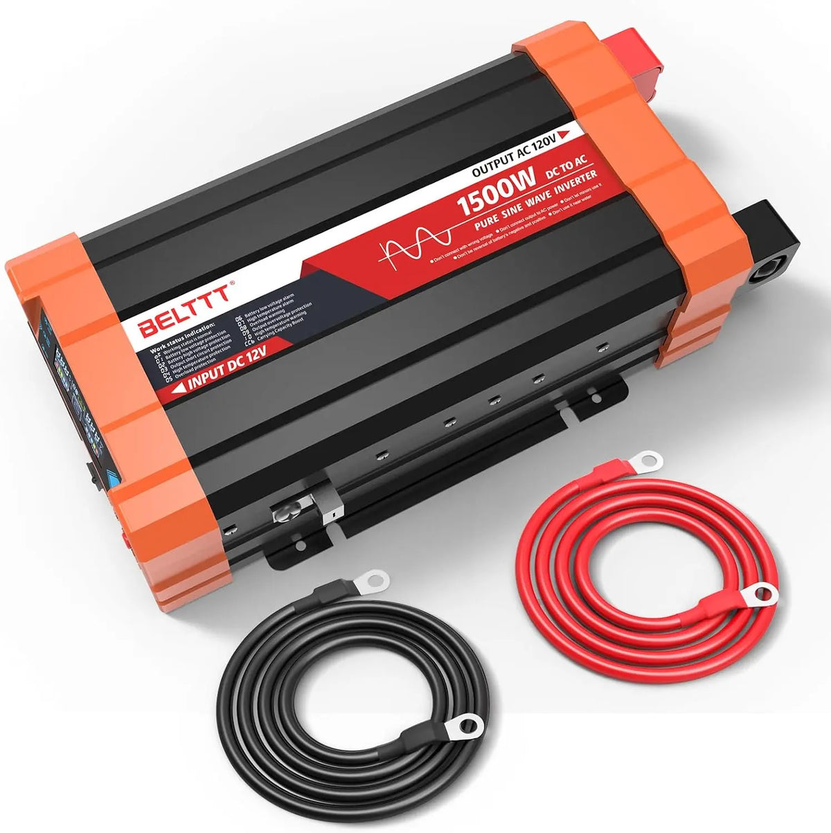 BELTTT 1500W Pure Sine Wave Inverter 12V to 110V Converter - 3000W Surge