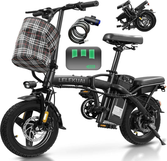 Electric Bike for Adults and Teens - 750W Peak Motor, 20-25MPH Compact Commuter Folding Ebike, 32 Miles Range, 48V 10Ah Battery, 3-Level Pedal Assist