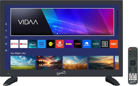 Supersonic SC-1920VTV 18.5 Inch Smart AC/DC LED TV - Powered by VIDAA, 1080p, WiFi, Built-in Speakers, USB, 3X HDMI ARC, for Kitchen, RV, Boat, Truck