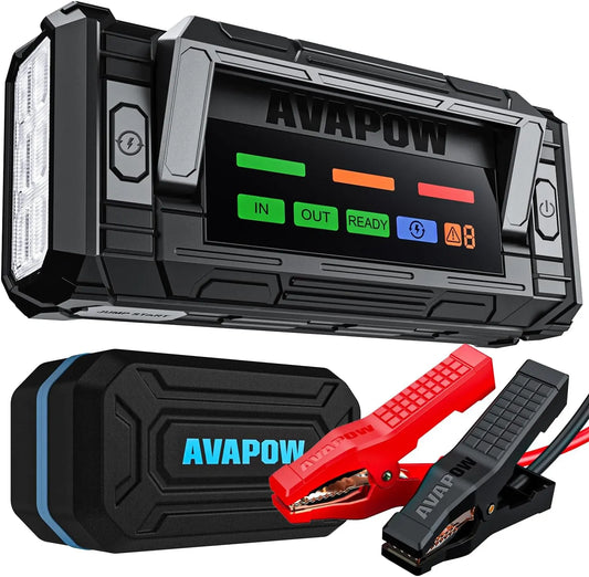 AVAPOW 8000A Battery Jumper Starter Portable with 4″ HD Display PD 30W Dual-Way Fast Charging