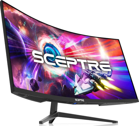 Sceptre 34-inch Curved ultrawide WQHD Monitor - 3440 × 1440, R1500, up to 180Hz/165Hz, DisplayPort x2, 99% sRGB, 1ms, Built-in Speakers, Machine Black