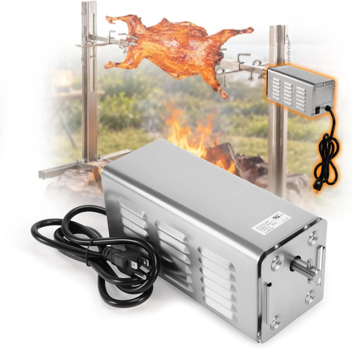 Rotisserie Motor 40W Heavy Duty Spit Motor - Up to 100Lbs, 115V