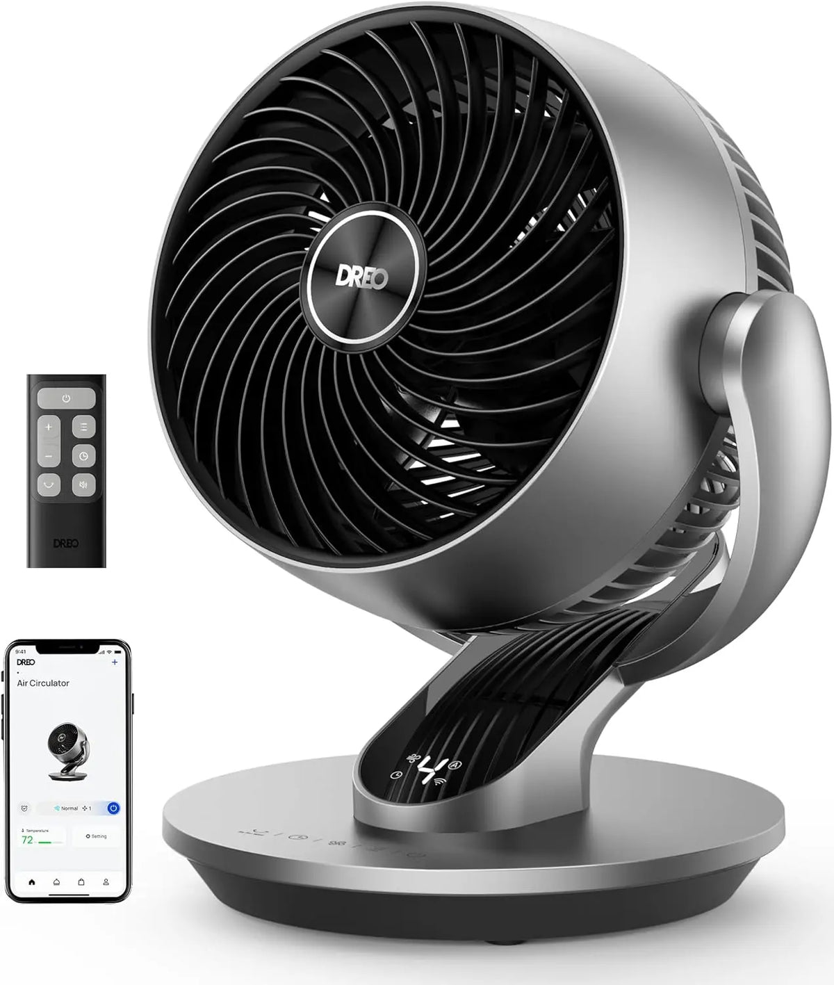 DREO Smart Fan for Bedroom - 120° Vertical and 90° Oscillating Fan with Remote/Voice, 13 Inch Height Quiet Air Circulator for Whole Room, 70 ft