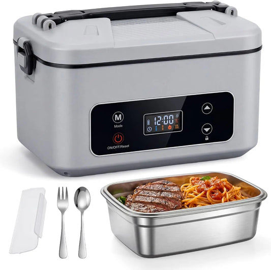 Cordless Electric Lunch Box heater - 100W Portable Food Warmer, Gray