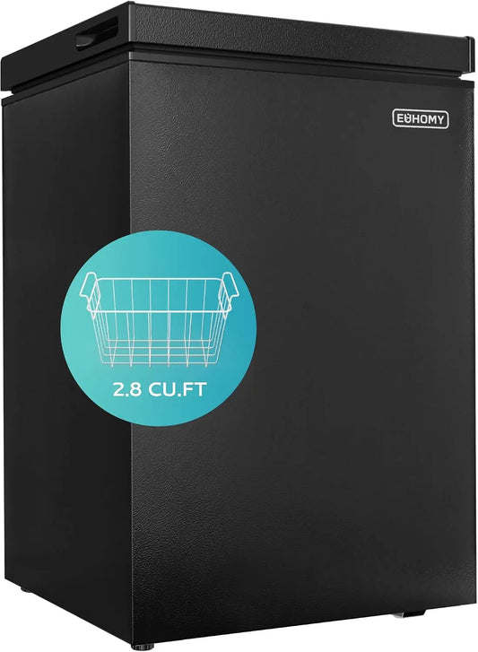 EUHOMY 2.8 Cu. Ft. Chest Freezer - Small Deep Freezer Top Door, Black