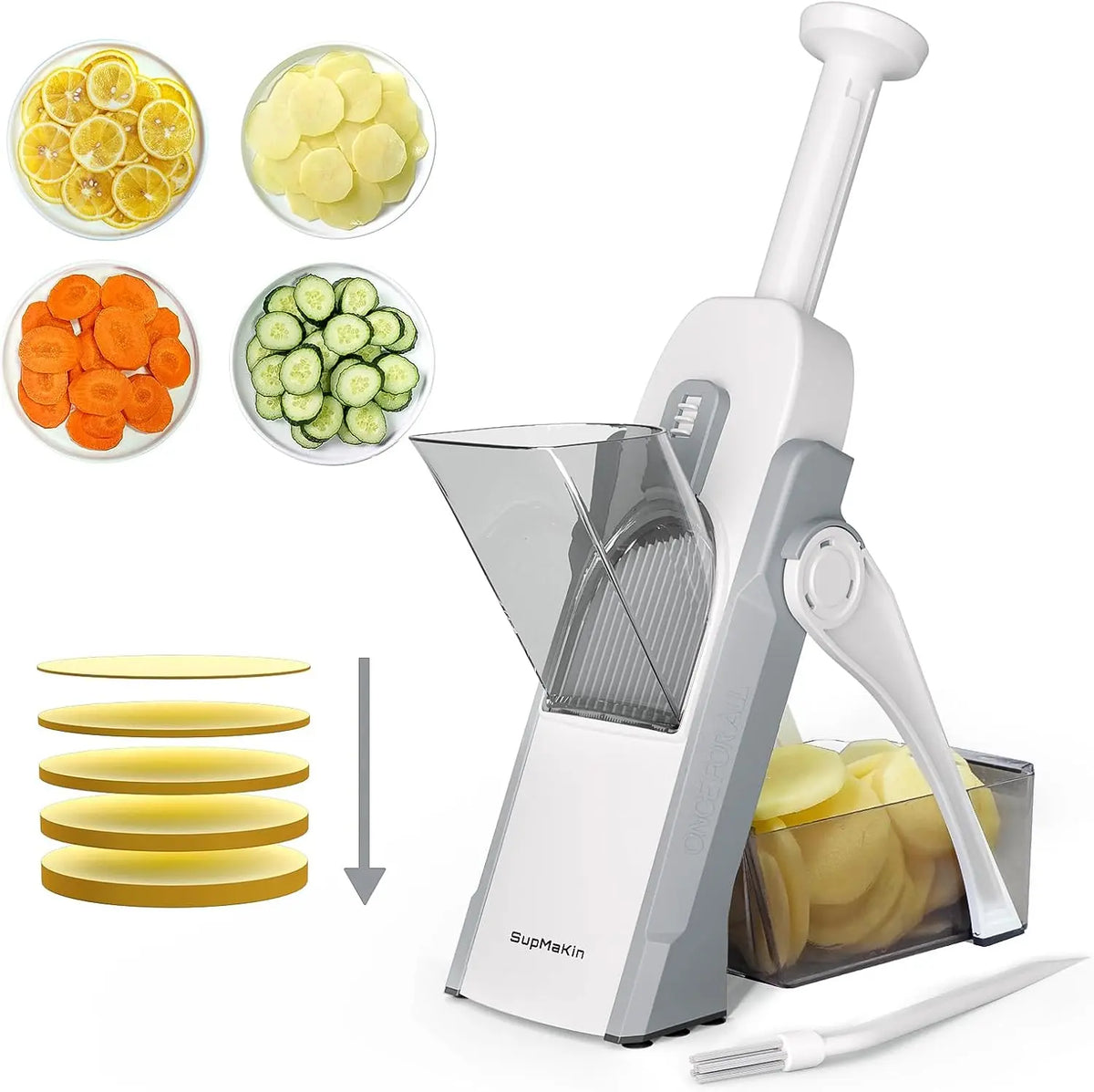SupMaKin Safer Mandoline Slicer for Kitchen - Adjustable Potato Slicer 1-8 mm