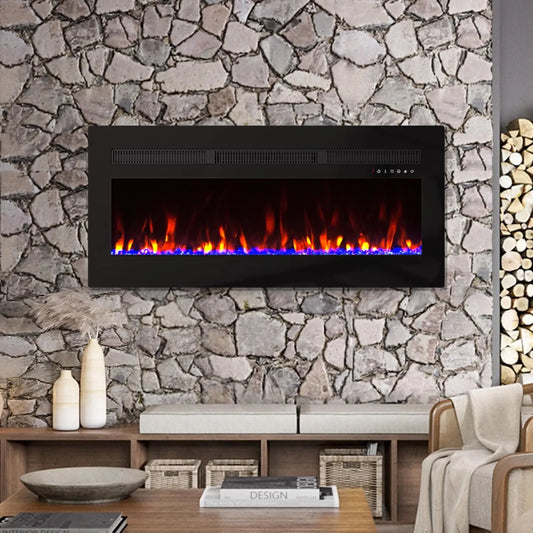 Panana Electric Fireplace Heater Wall-Mounted or Recessed Electric Fireplace Inserts with Timer - Touch Screen/Remote Control, 5000 BTU Heat Output