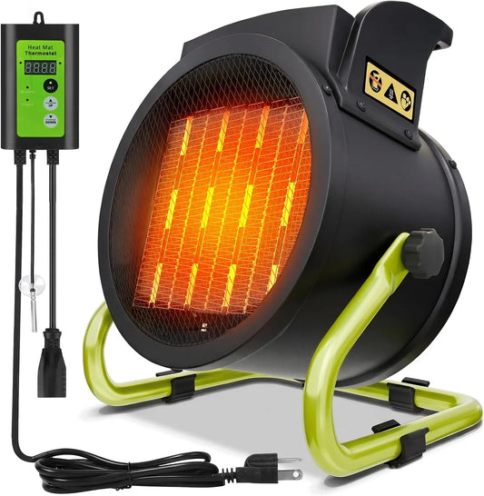 1500W Greenhouse Heater with Digital Thermostat - Auto Temperature Control