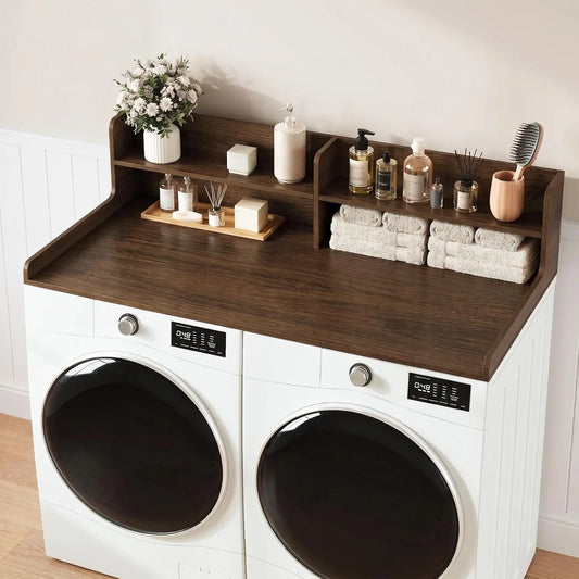 Yoobure 2-Tier Washer Dryer Countertop with Shelves - 54 Inch Laundry Countertop