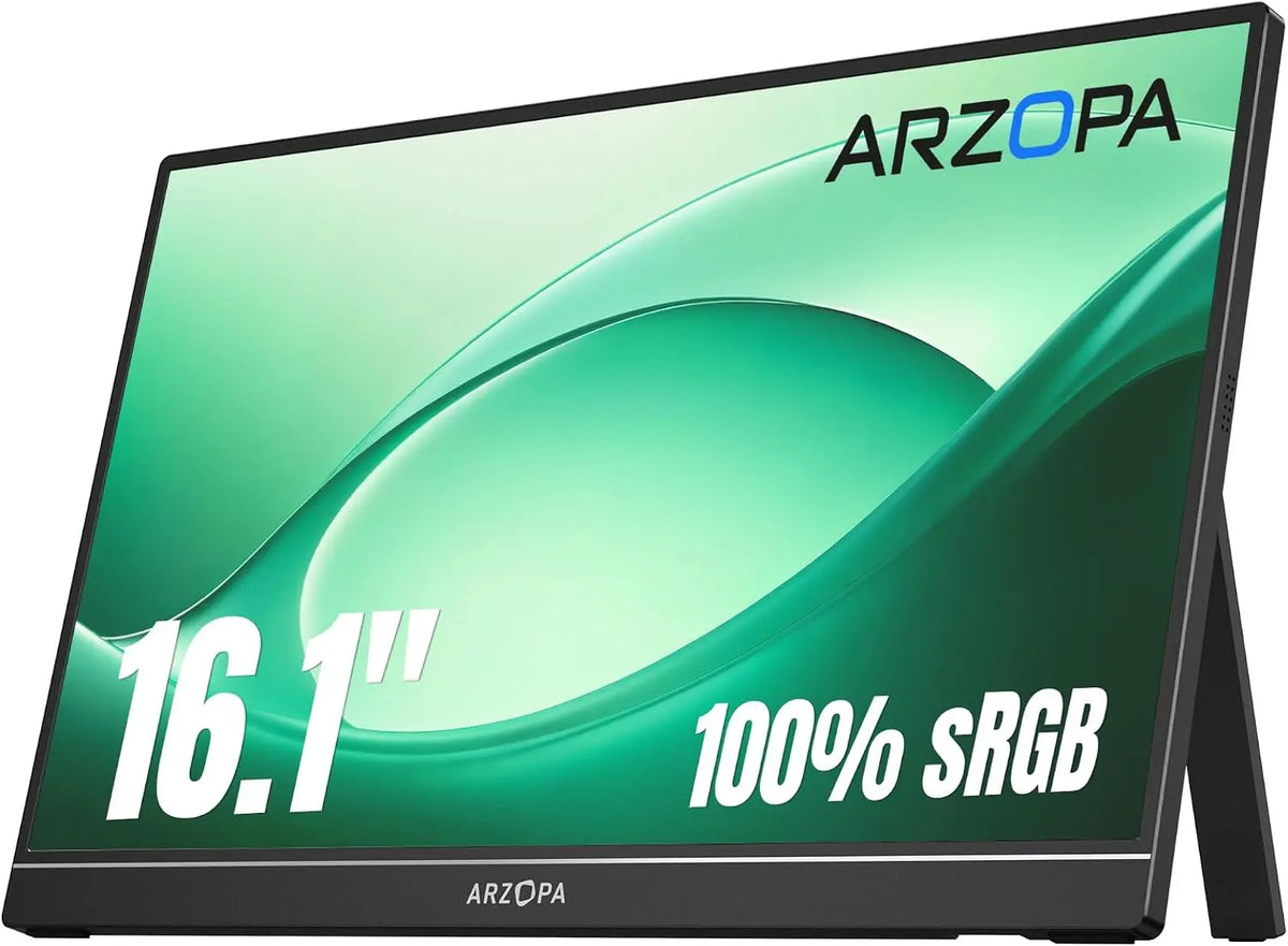 ARZOPA 16.1 Inch Portable Monitor - 100% sRGB FHD 1080P Kickstand -Z1C