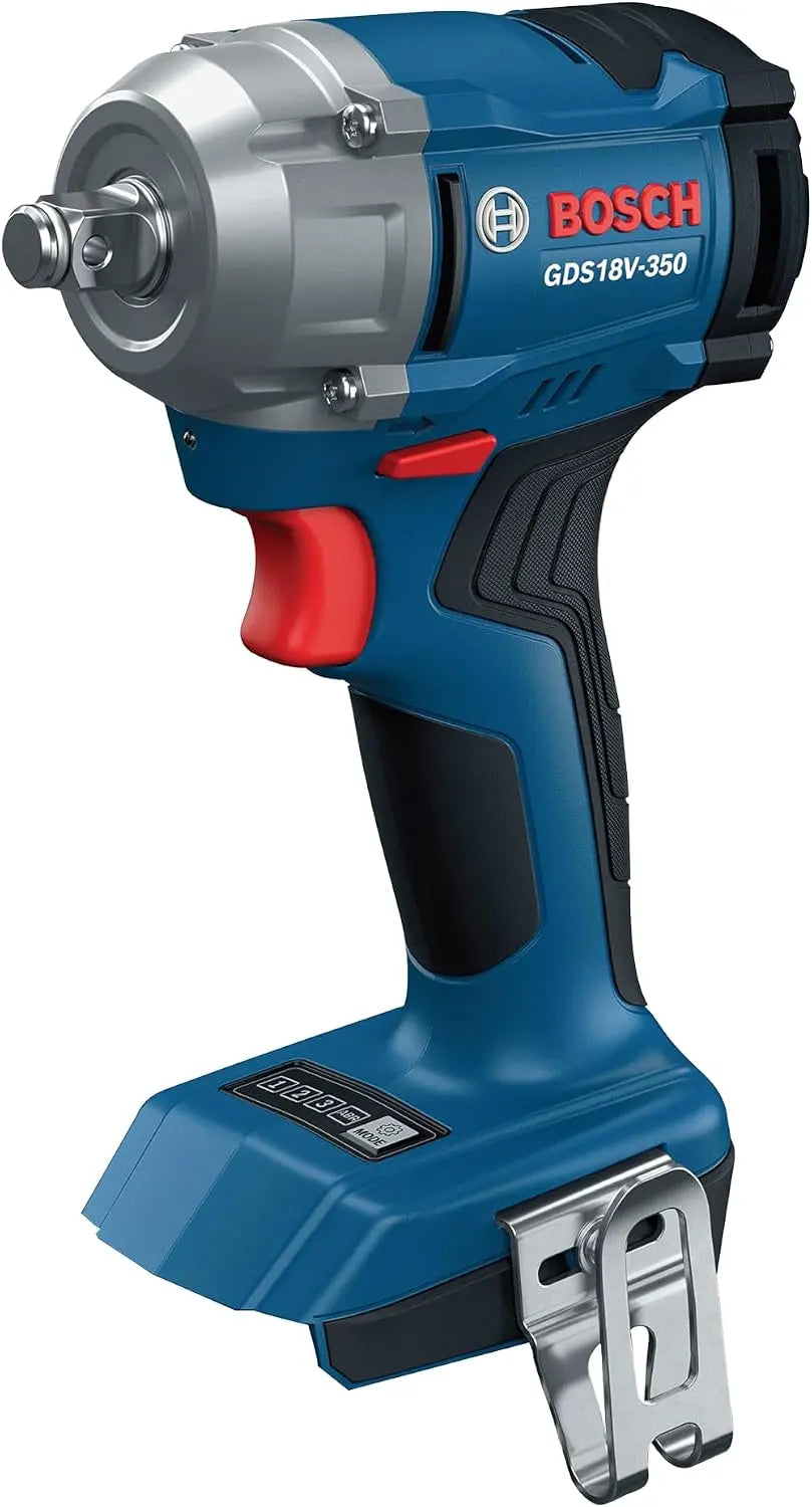 BOSCH GDS18V-350N 18V Brushless ½ In. Mid Torque Impact Wrench - 410 Ft.-Lbs Breakaway Torque, 250 Ft.-Lbs Fastening Torque, Compact Design, Bare Tool