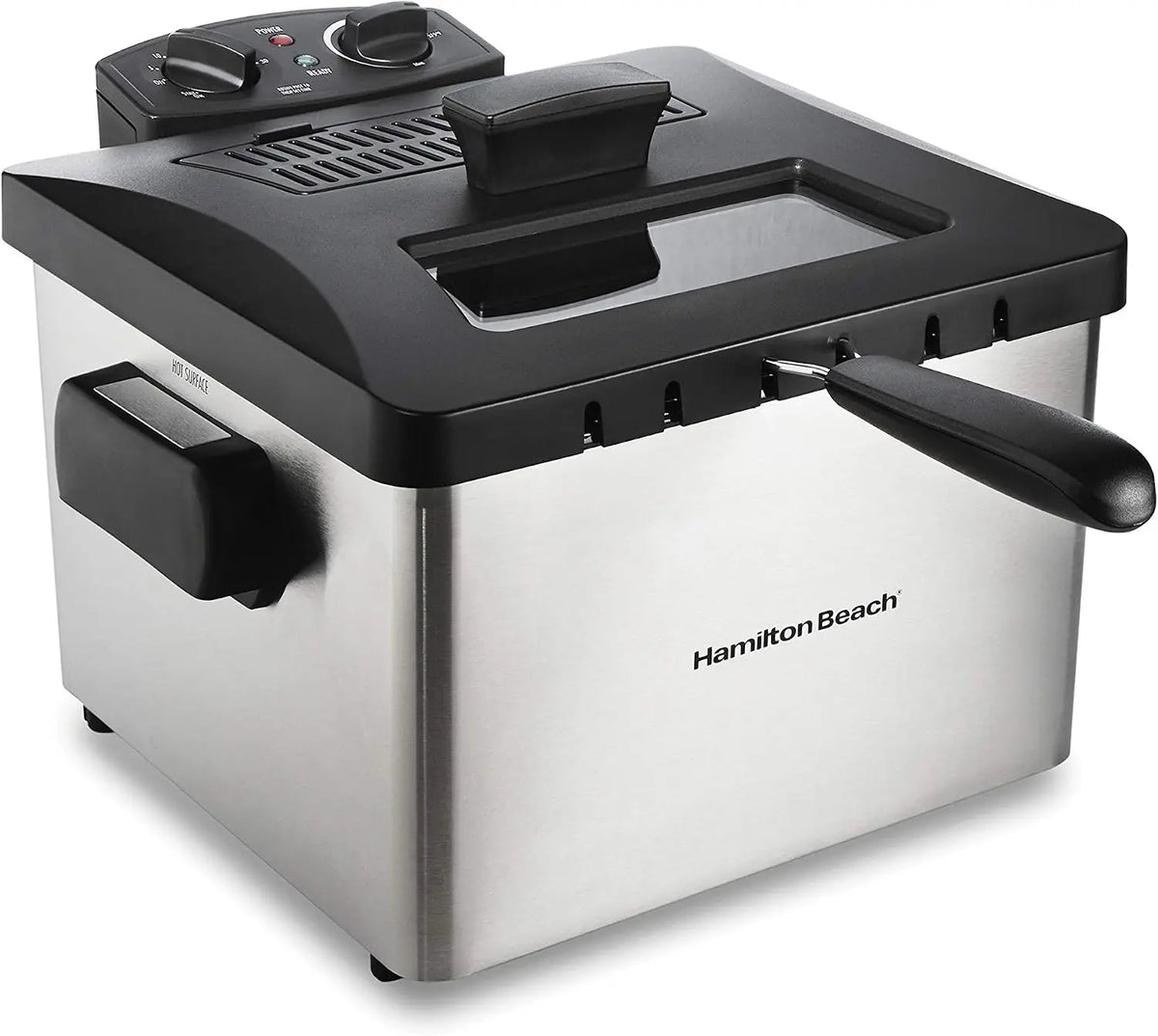 Hamilton Beach Electric Deep Fryer with Basket and Lid - 4.5 Liters / 19 Cups Oil Capacity, Temperature Control, View Window, Professional Style
