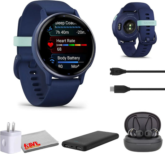 Garmin Vivoactive 5 - Health and Fitness GPS Smartwatch for Women and Men, Metallic Navy Bezel w/Navy Case and Silicone Band, 11 Days Battery Life