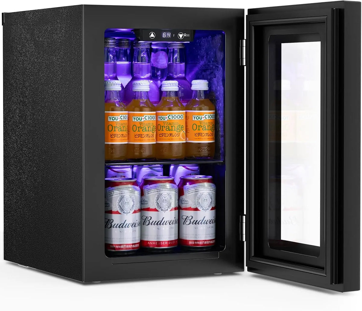 Antarctic Star 18L Beverage Refrigerator Cooler 24Can - Mini Fridge with Quiet Compressor, LED Light, 40-61 ℉