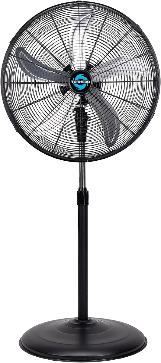 Tornado 20 Inch High Velocity Metal Oscillating Pedestal Fan Commercial - Industrial Use 3 Speed 5000 CFM 1/6 HP 6.6 FT Cord UL Safety Listed