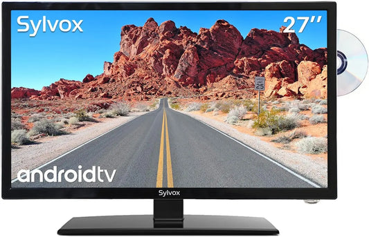 SYLVOX 27 Inch Smart TV 12/24 Volt TV 1080P FHD RV TV Android 11.0 Built-in Digital Video Disc Player - WiFi