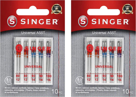 SINGER Universal Regular Point Machine Needles - Assorted Sizes, 20 Count