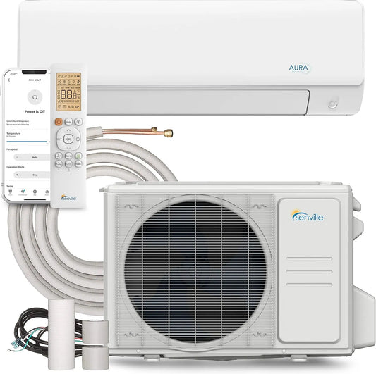 Senville AURA Mini Split Air Conditioner - Heat Pump, White, 24000 BTU
