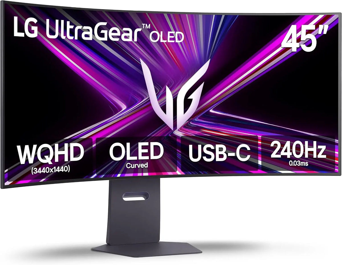 LG 45GX900A-B 45-Inch Ultragear WQHD - 3440 x 1440, OLED Curved Gaming Monitor, 240Hz, 0.03ms, NVIDIA G-Sync, VESA DisplayHDR True Black 400, HDMI 2.1