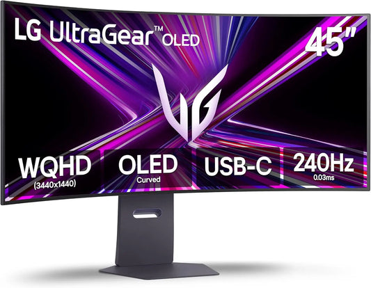 LG 45GX900A-B 45-Inch Ultragear WQHD - 3440 x 1440, OLED Curved Gaming Monitor, 240Hz, 0.03ms, NVIDIA G-Sync, VESA DisplayHDR True Black 400, HDMI 2.1