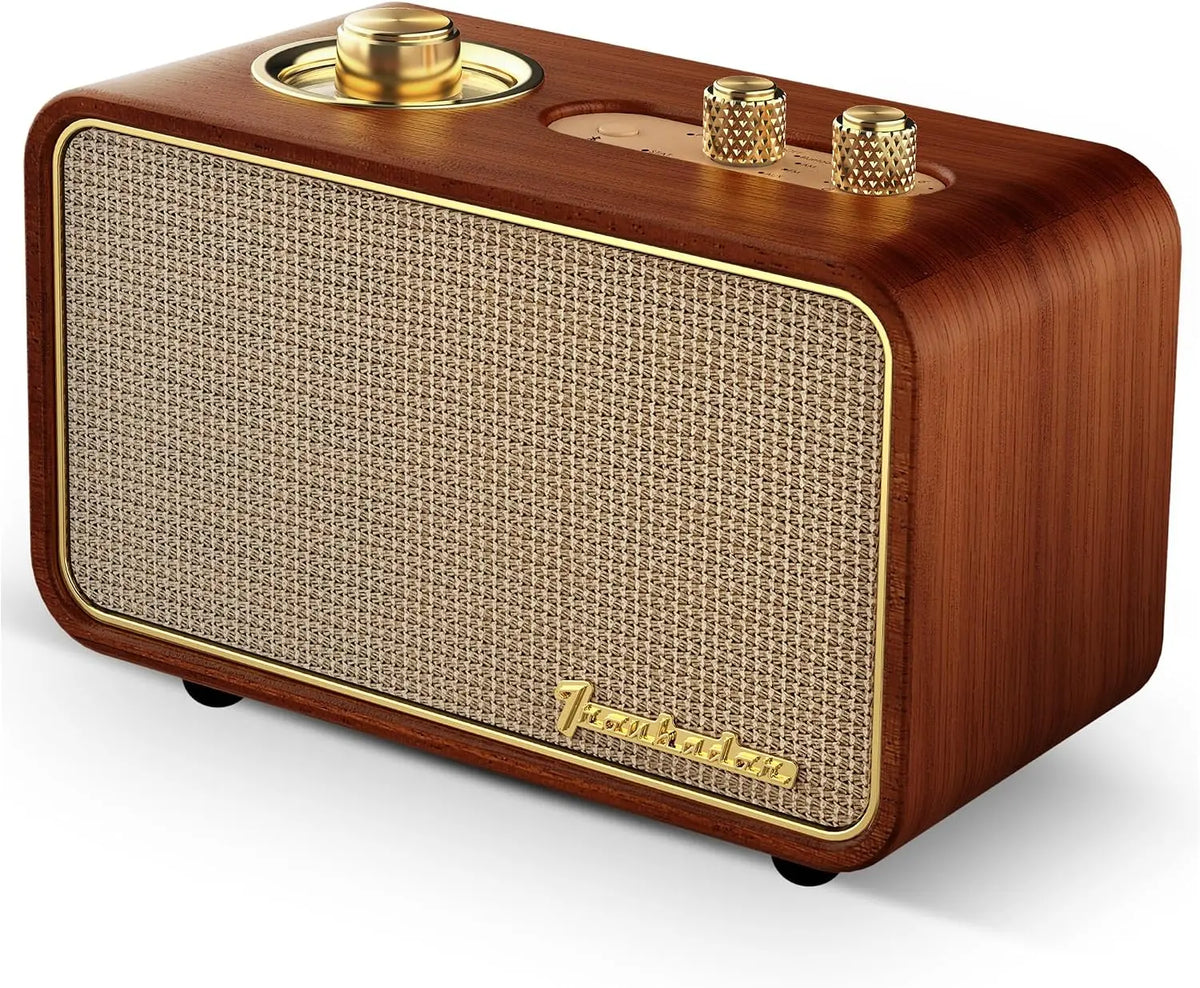 Bluetooth Speaker with AM/FM Radio - Vintage, Portable, Wood