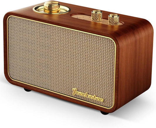 Bluetooth Speaker with AM/FM Radio - Vintage, Portable, Wood