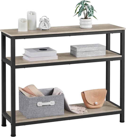 Yaheetech Console Table with 3 Tier Shelves - Entryway Table, Gray, 39.5 Inch