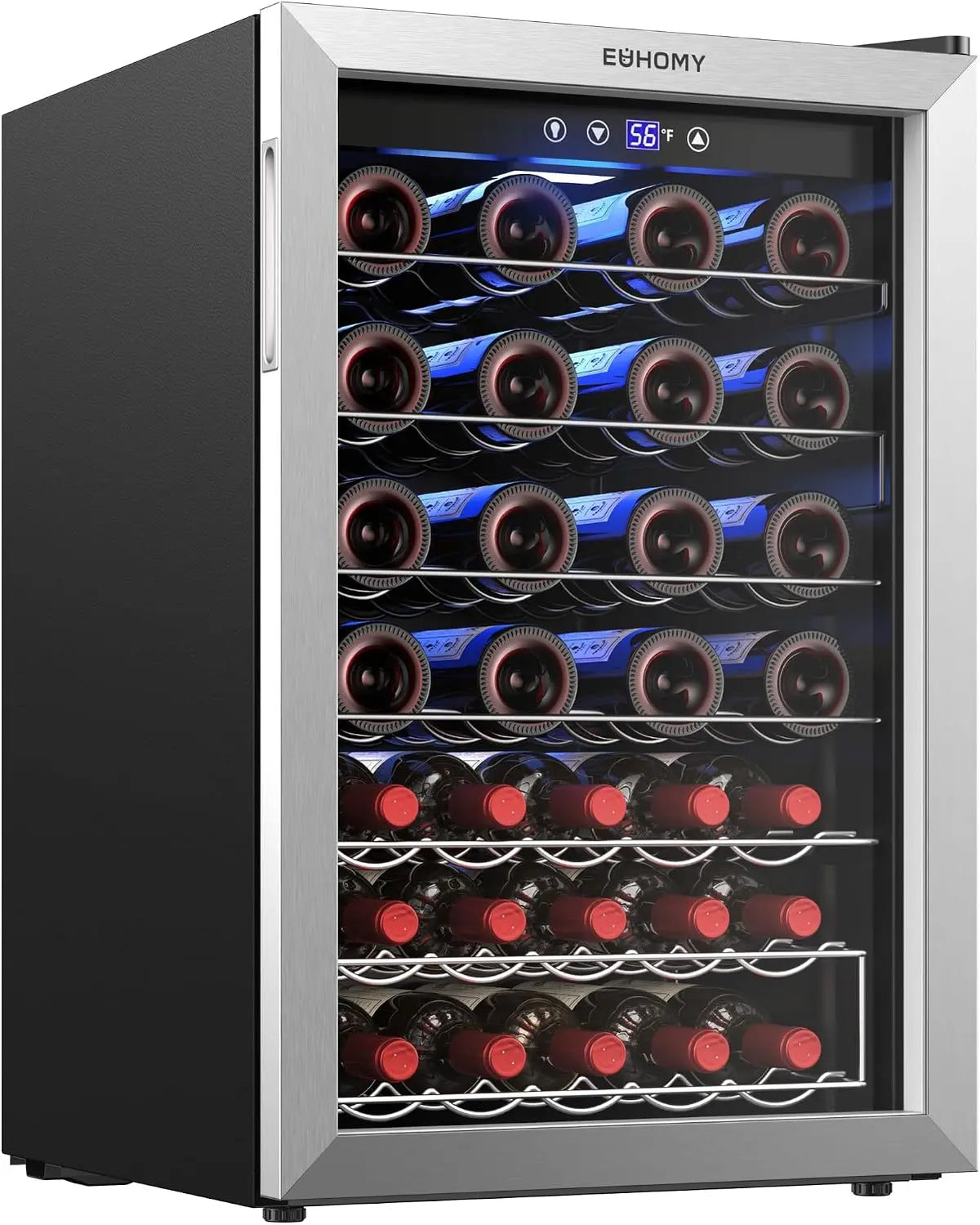 EUHOMY 45 bottle Wine Cooler Refrigerator - Wine Fridge Glass Door, Silver