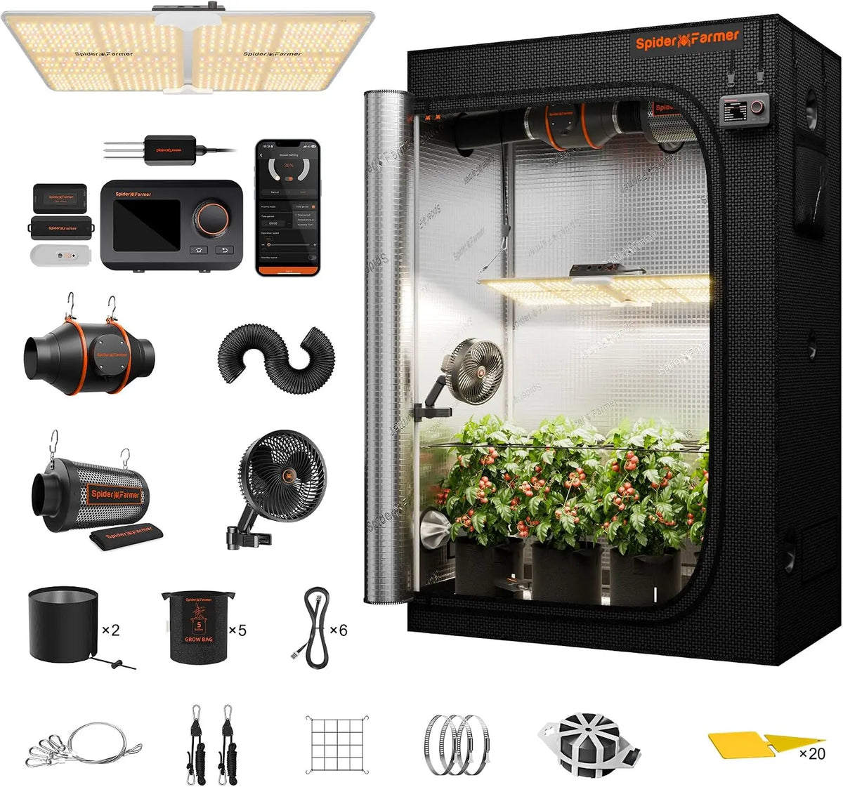 Spider Farmer 4 × 2ft SF-2000 200W Indoor Grow Tent Kit - With GGS Controller
