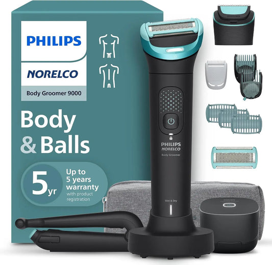 Philips Norelco Body Groomer 9000 - Body & Balls, Dual Head Trimmer & Shaver