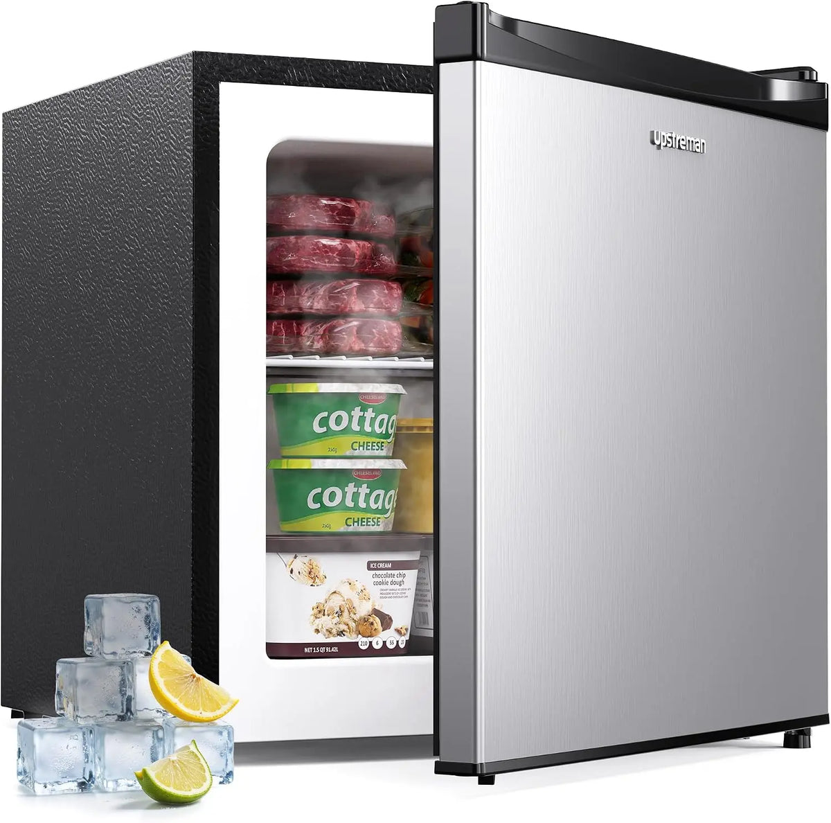 Upstreman 1.1 Cu. Ft. Small Upright Freezer Compact Mini Stand Freezer