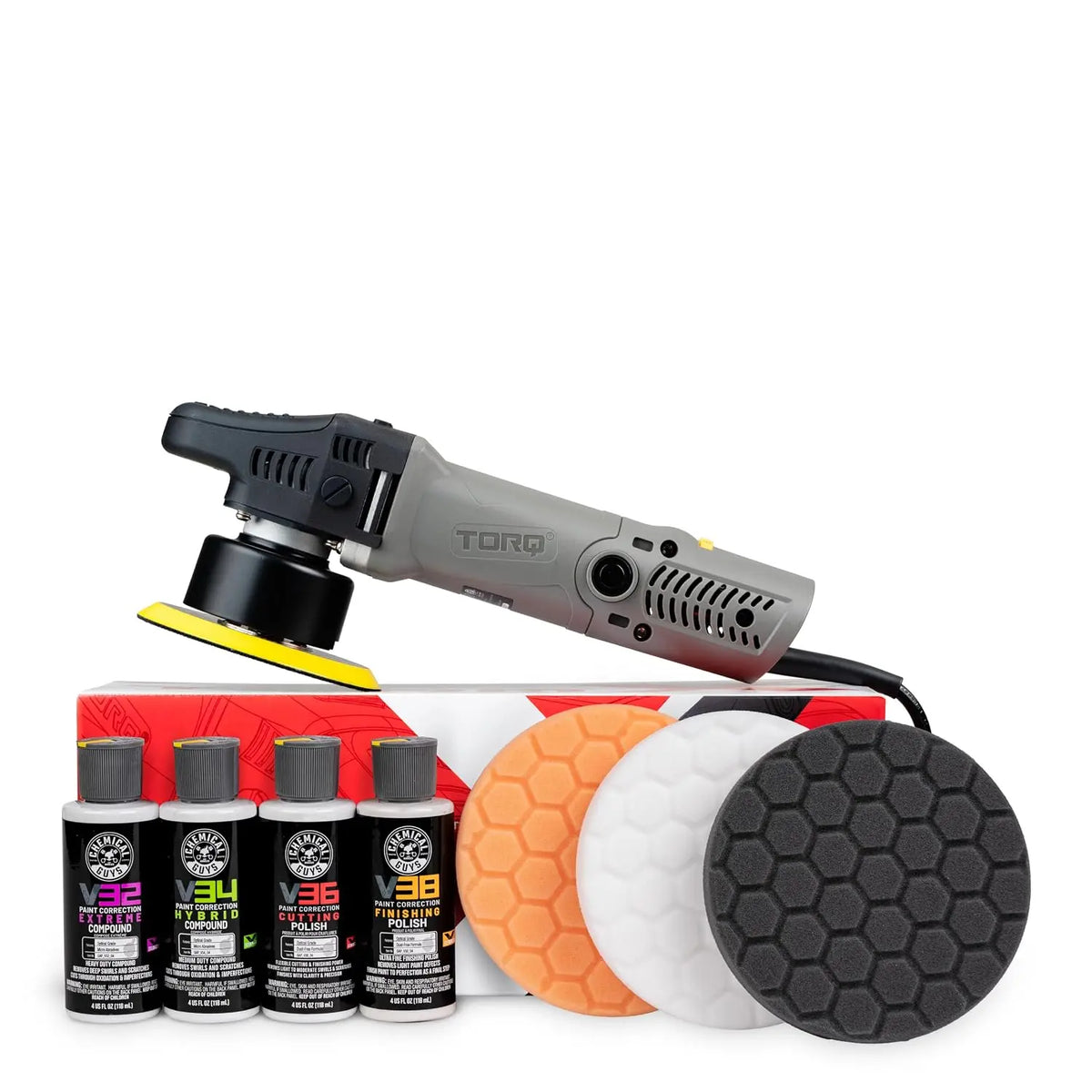 Chemical Guys - TORQX Random Orbital Polisher Kit, 800W Motor, 9-Piece
