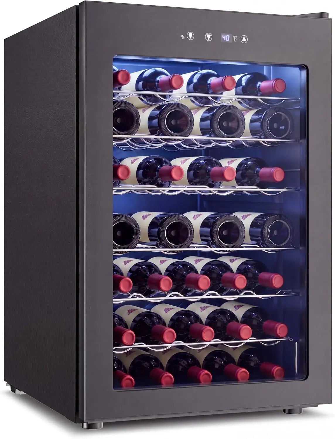 Feelfunn 45 Bottle Wine Cooler Refrigerator - Freestanding Wine Fridge, Black