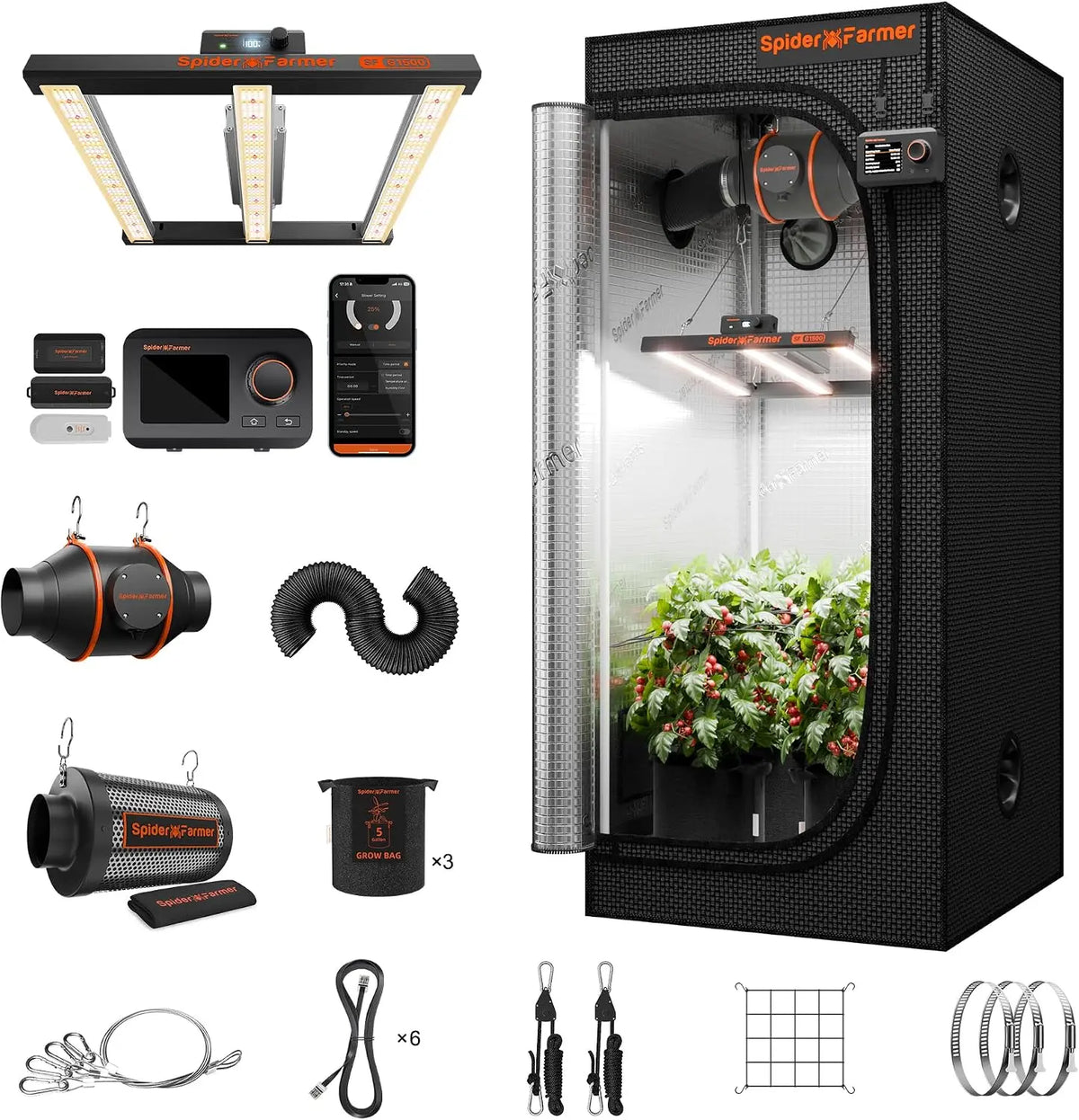 Spider Farmer Grow Tent Kit 2.3 X 2.3ft Complete System - With GGS Controller
