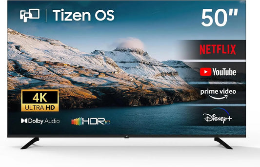 FPD 50 Inch Smart TV Tizen OS - 4K Television Compatible with Samsung TV Plus, Dolby Audio, HDR 10, Gaming Hub, SmartThings, HDMI 2.1, eARC, AT50