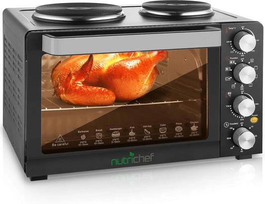 NutriChef Kitchen Convection Electric Countertop Rotisserie Toaster Oven Cooker - Food Warming Hot Plates, 30+ Quart, AZPKRTO28