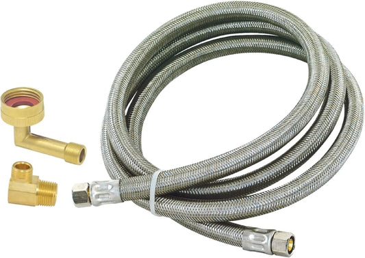 Eastman 6 Ft. Dishwasher Installation Kit - Braided Stainless Steel Supply Line with 3/8 Inch Compression Ends, 41045