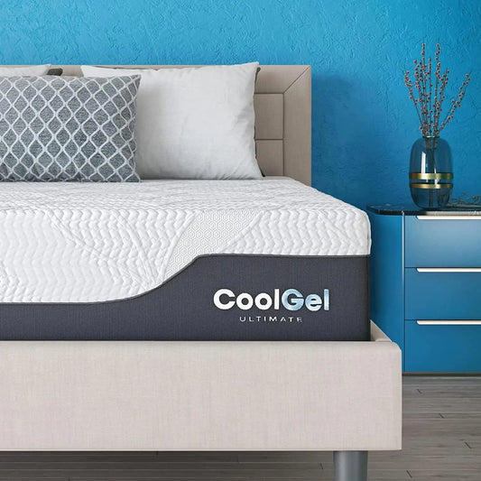 COOL GEL Chill Memory Foam 14-Inch Mattress with Pillow - CertiPUR-US Certified, Mattress in a Box, Full, White