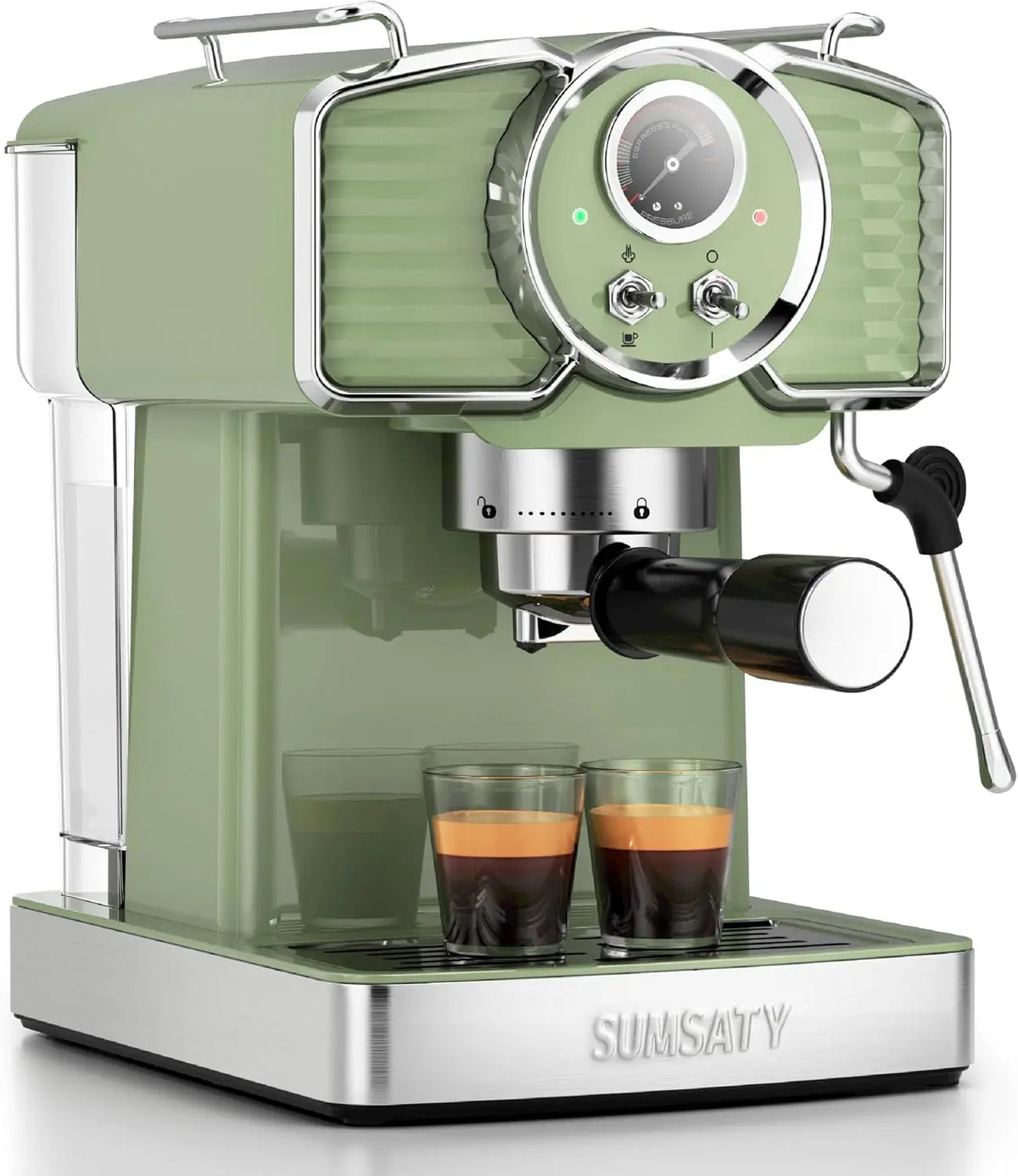 SUMSATY 20 Bar Espresso Machine Retro with Milk Frother - Green