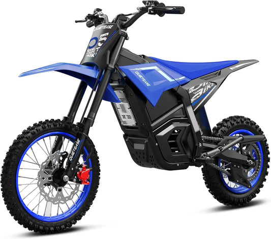 QuietEase Electric Dirt Bike for Adults Teens - 3000W Brushless 220Nm Motor, 45° Slope, 38 MPH, 48V/23.4Ah Removable Battery