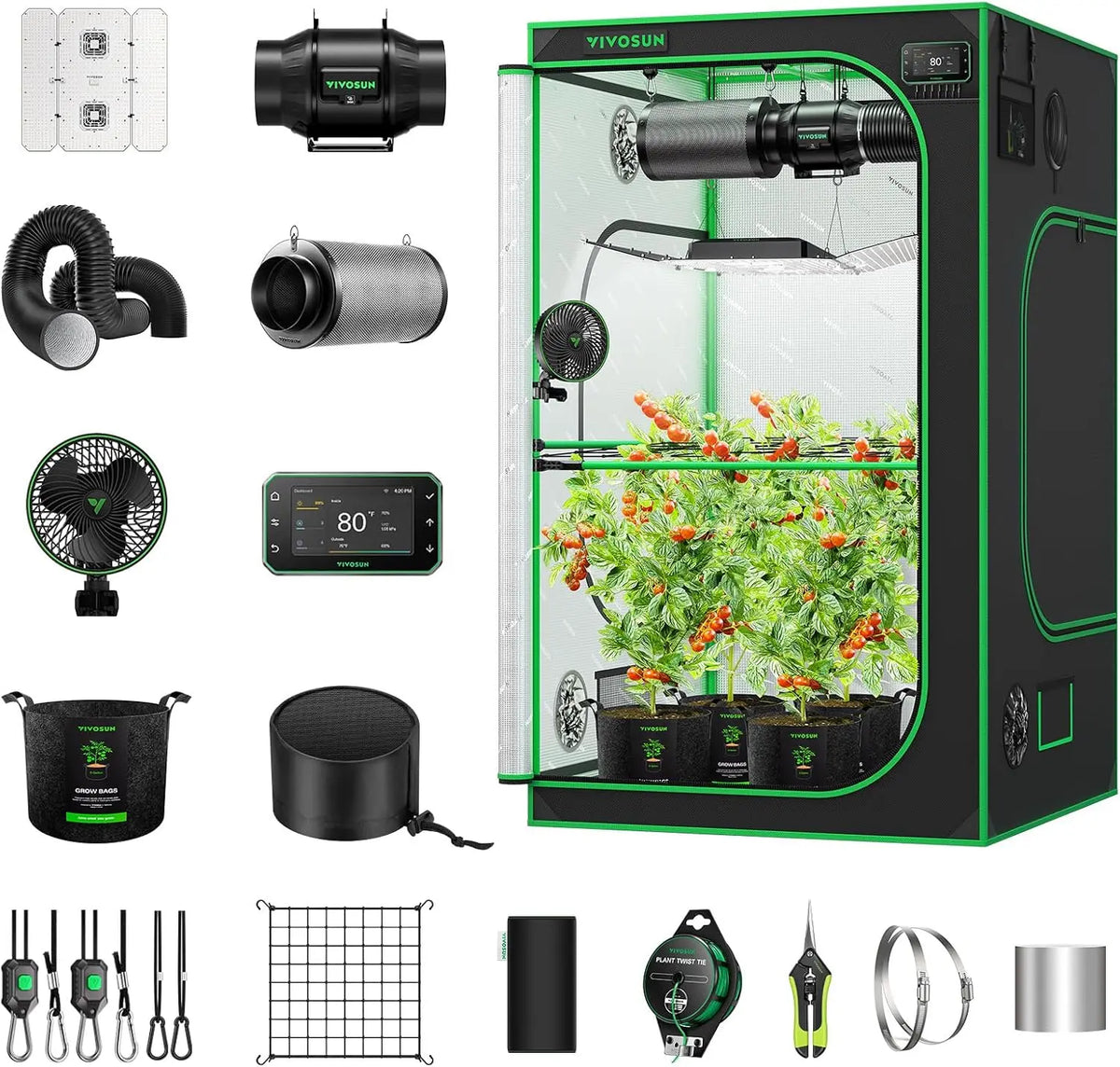 VIVOSUN 4x4 Smart PRO Grow Tent Kit - With 2-in-1 Tunable 400W Spectrum LED