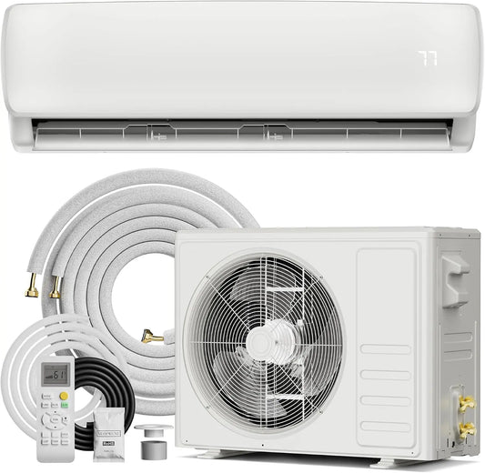 Mountman 12000 BTU Mini Split AC/Heating System - 19 SEER2 110/120V Energy Efficient Ductless Inverter System, Heat Pump & Installation Kits
