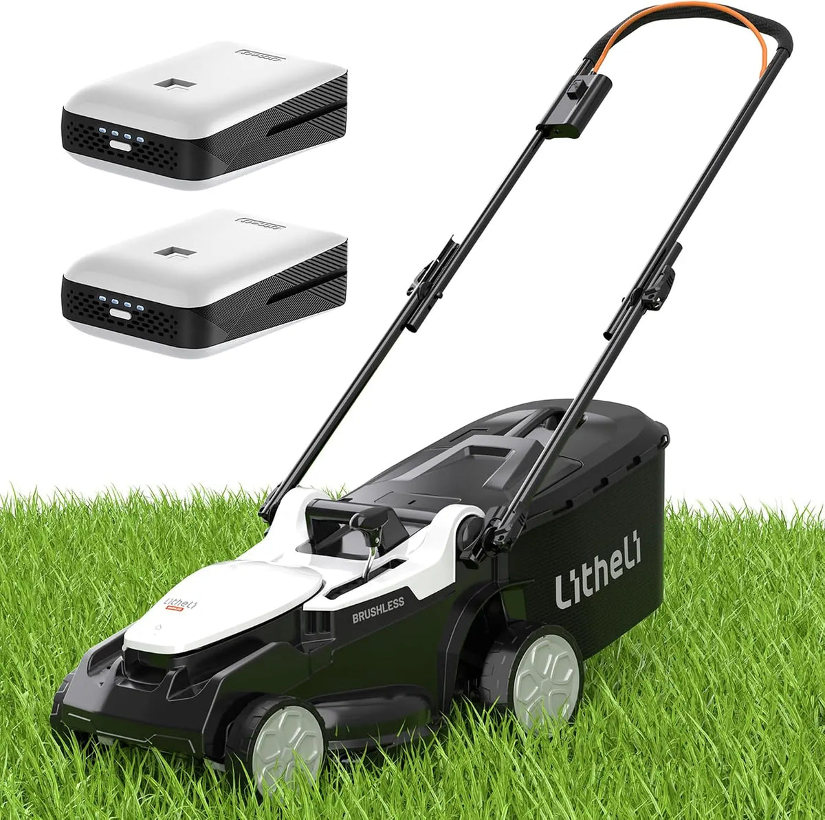 Litheli 16 Inch Lawn Mower 2 x 20V Brushless Electric Mowers for Garden Yards - Cordless Lawnmower with 6-Position Height Adjustment