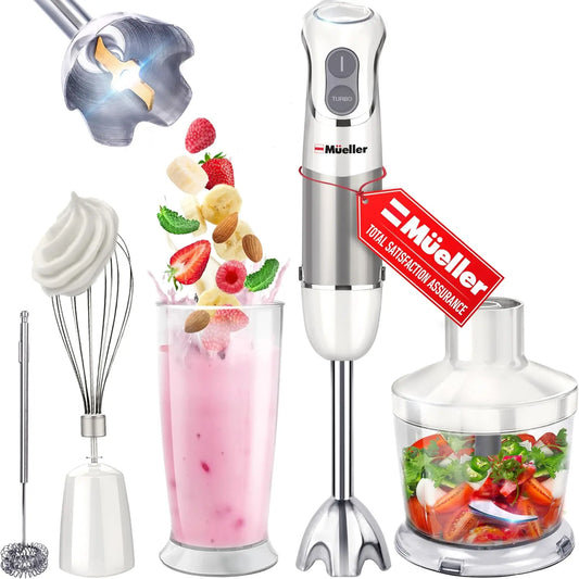 Mueller Multistick 5-in-1 Immersion Blender Handheld - 12-Speed Hand Mixer