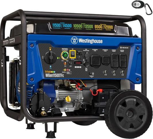 Westinghouse 14500 Peak Watt Tri-Fuel Home Backup Portable Generator - Remote Electric Start, Transfer Switch Ready, Gas, Propane