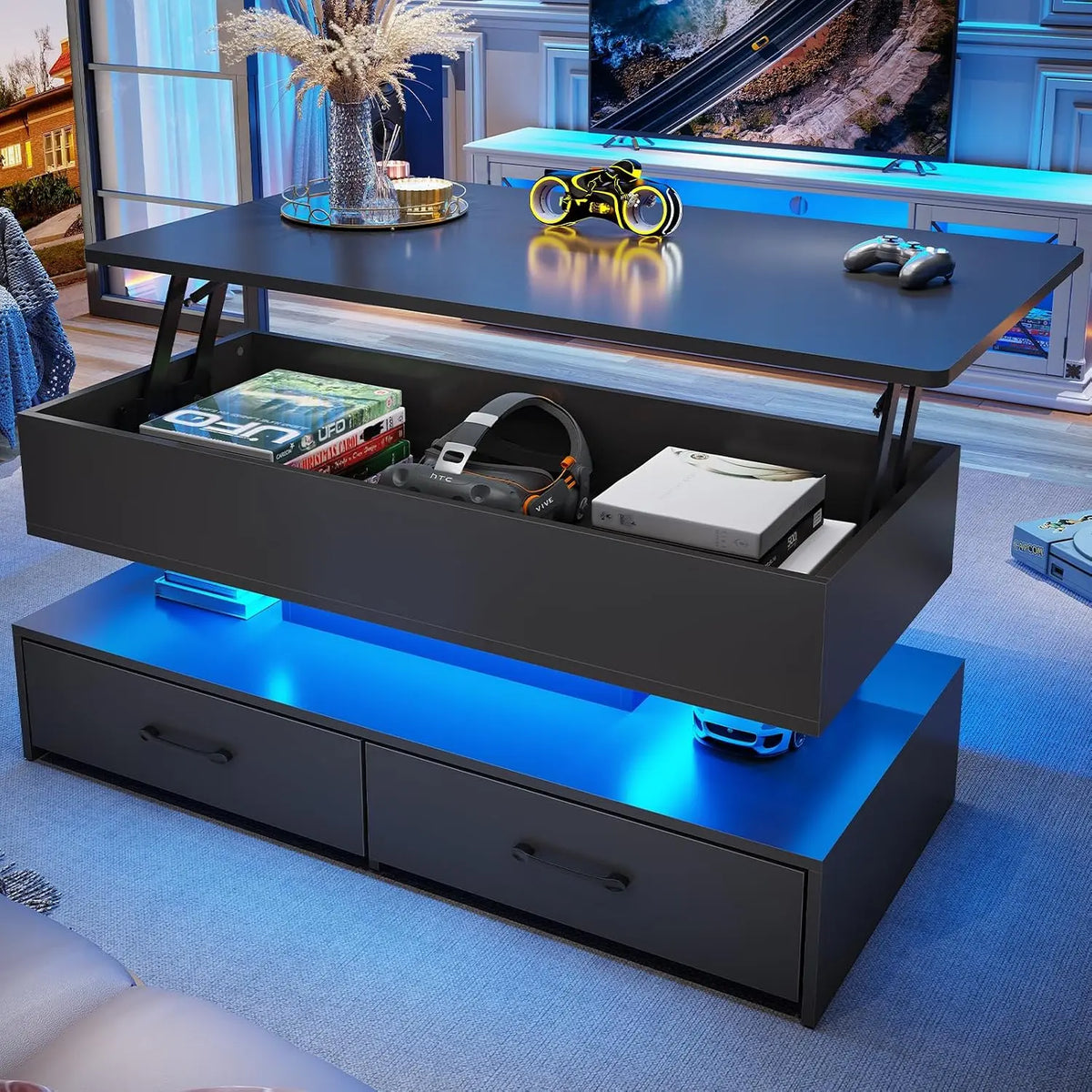 SEDETA 40 Inch Lift Top Coffee Table with 2 Drawers Storage for Living Room
